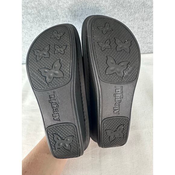 Alegria Womens sz 35 (US 5/5.5) SEV-574 Embossed Brown Leather Clog Comfort Mule - Picture 6 of 9